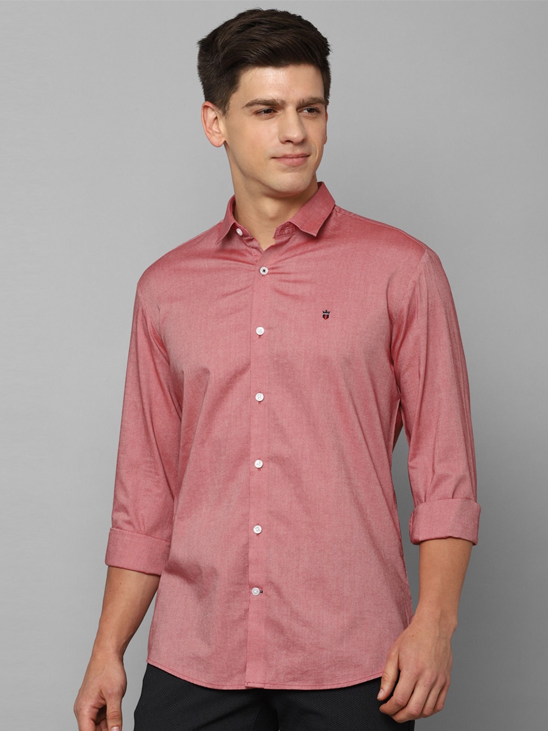 

Louis Philippe Sport Plus Size Spread Collar Slim Fit Cotton Casual Shirt, Pink