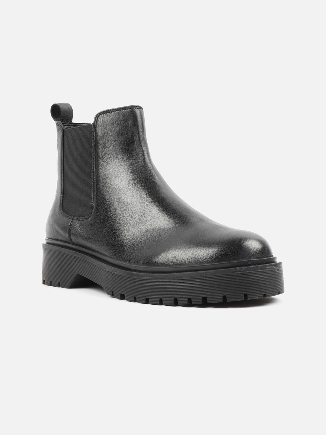 

Carlton London Women Mid Top Block Heel Leather Chelsea Boots, Black