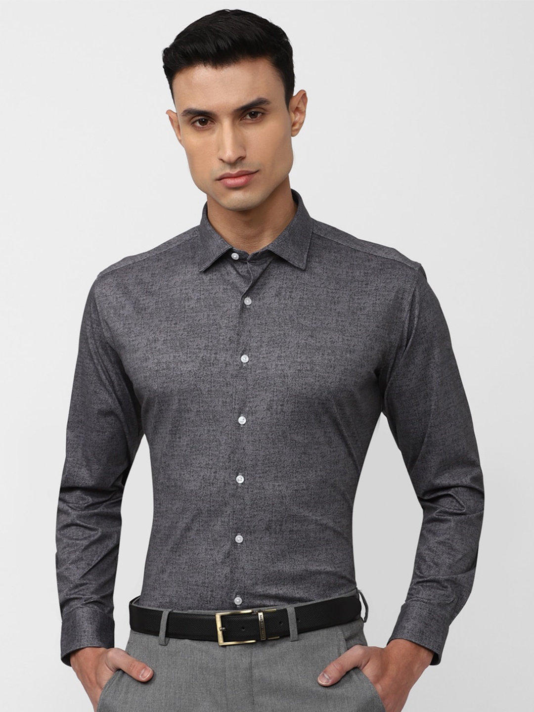 

Van Heusen Spread Collar Slim Fit Cotton Formal Shirt, Grey
