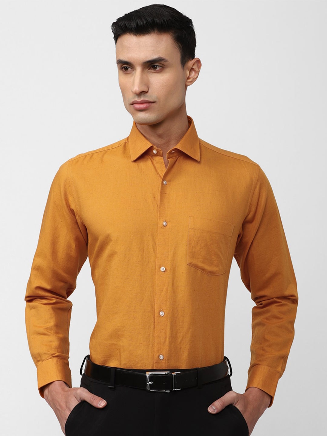 

Van Heusen Spread Collar Cotton Linen Formal Shirt, Yellow