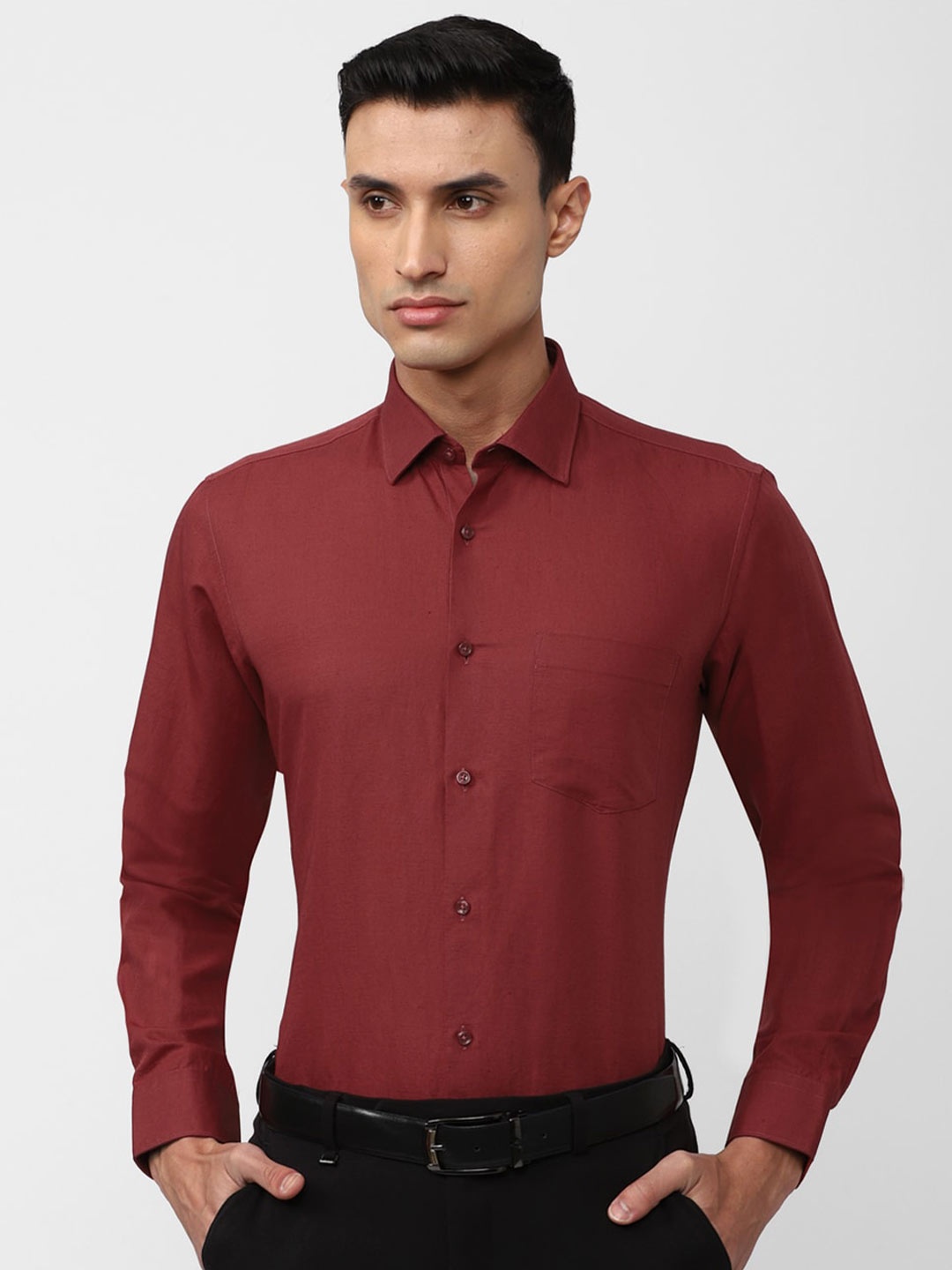 

Van Heusen Regular Fit Linen Cotton Formal Shirt, Maroon