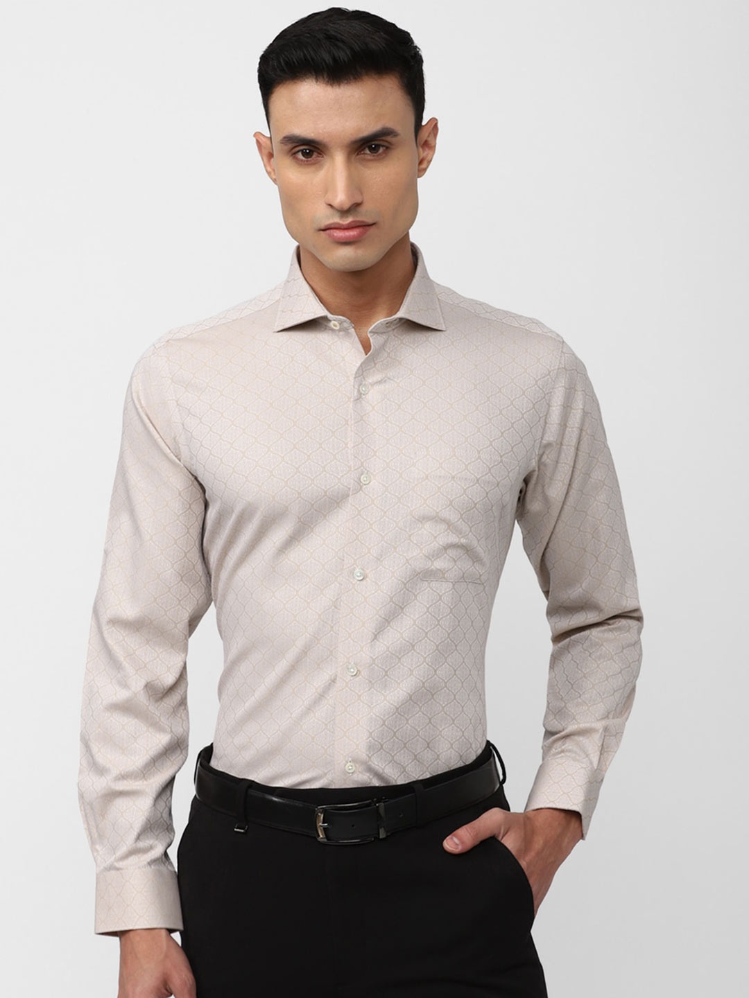

Van Heusen Micro Ditsy Printed Pure Cotton Formal Shirt, Beige
