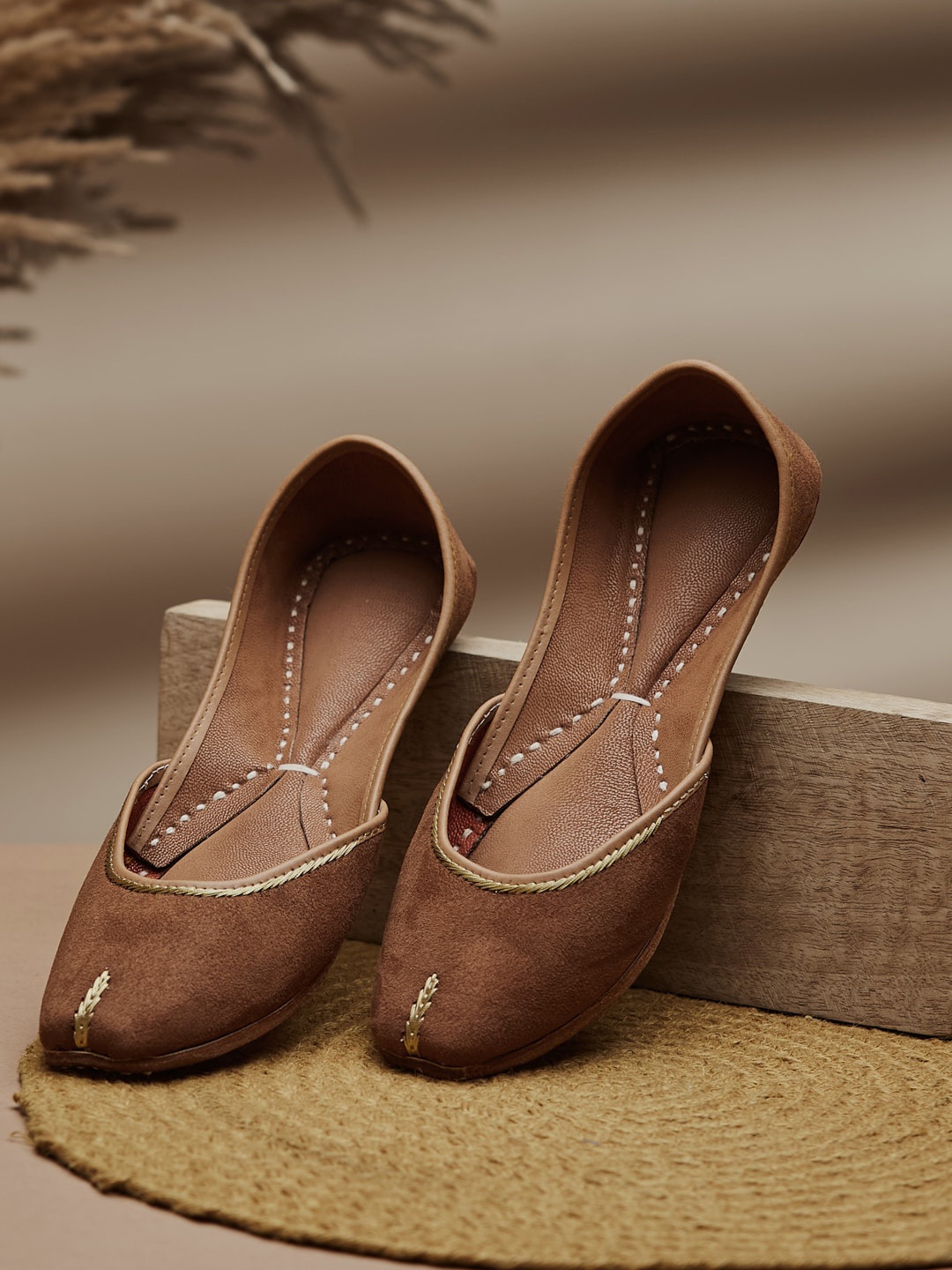 

Fabindia Women Leather Slip-On Mules, Brown