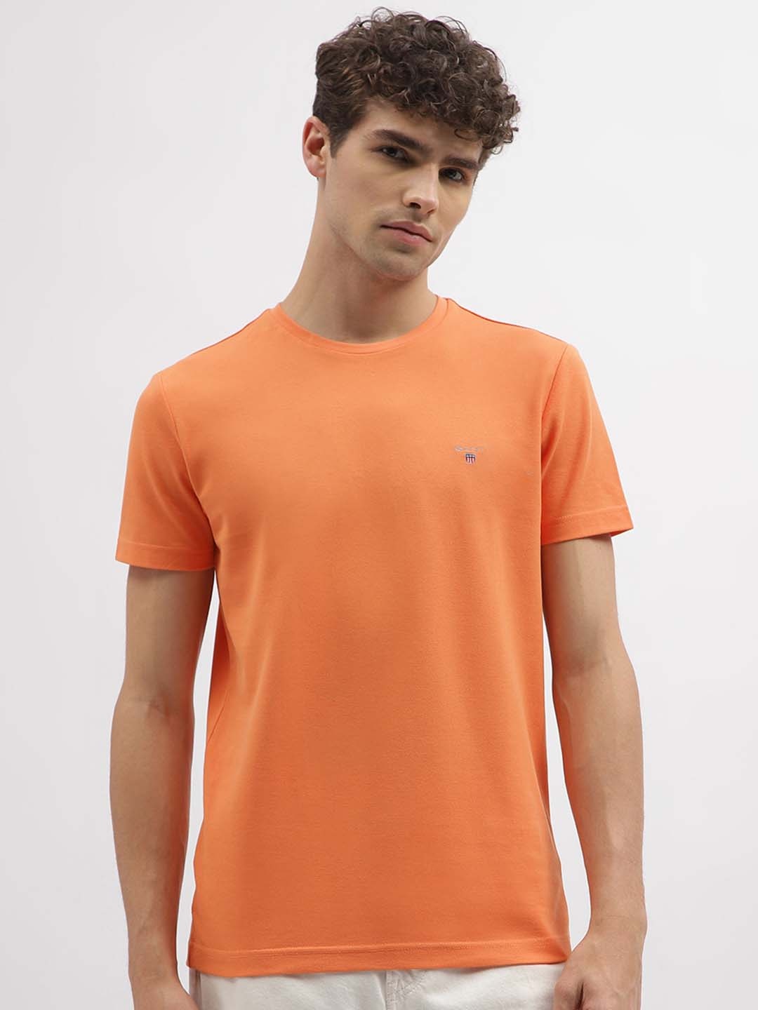 

GANT Round Neck Cotton T-shirt, Orange