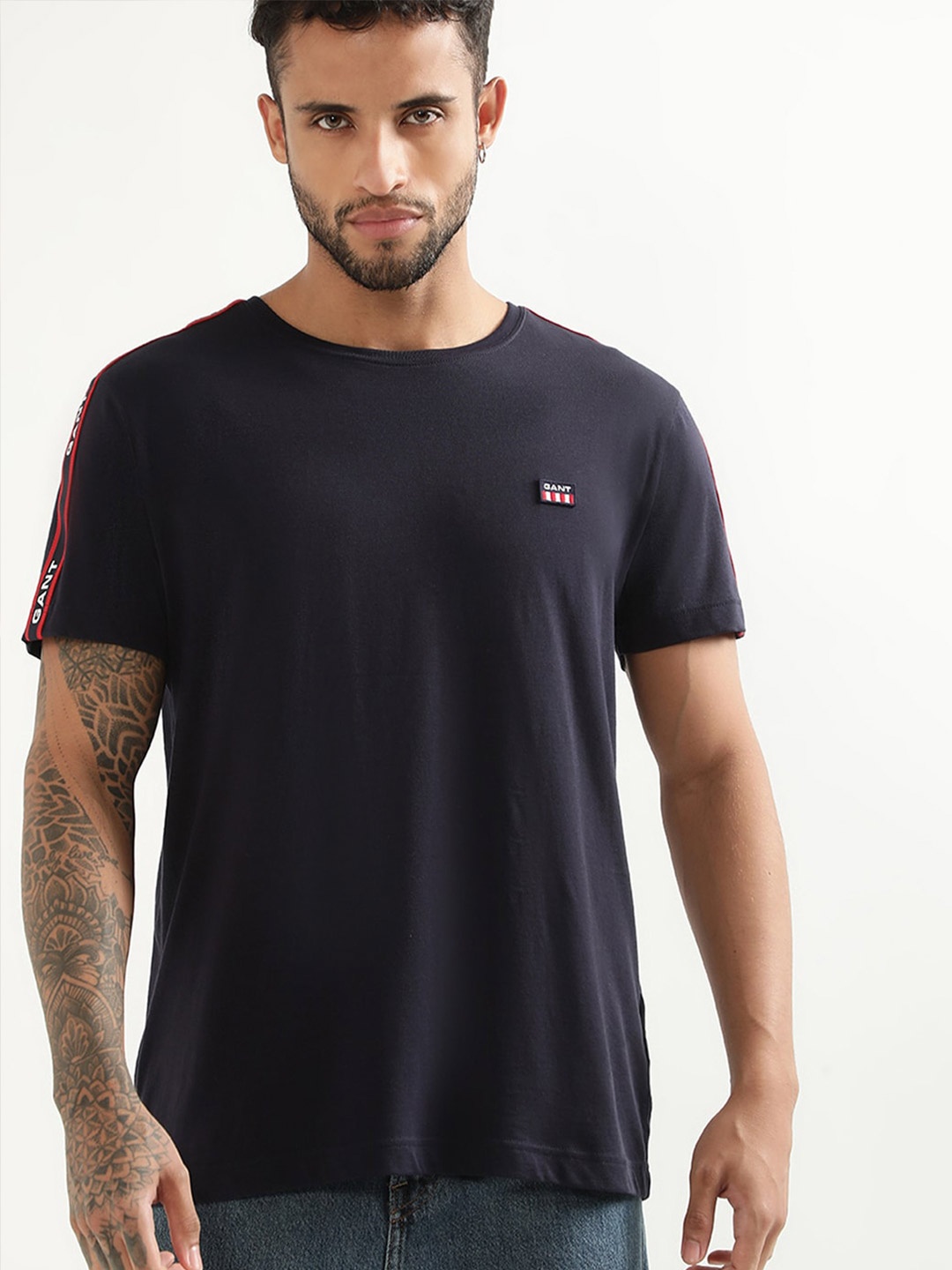 

GANT Shoulder Tape Pure Cotton T-shirt, Blue