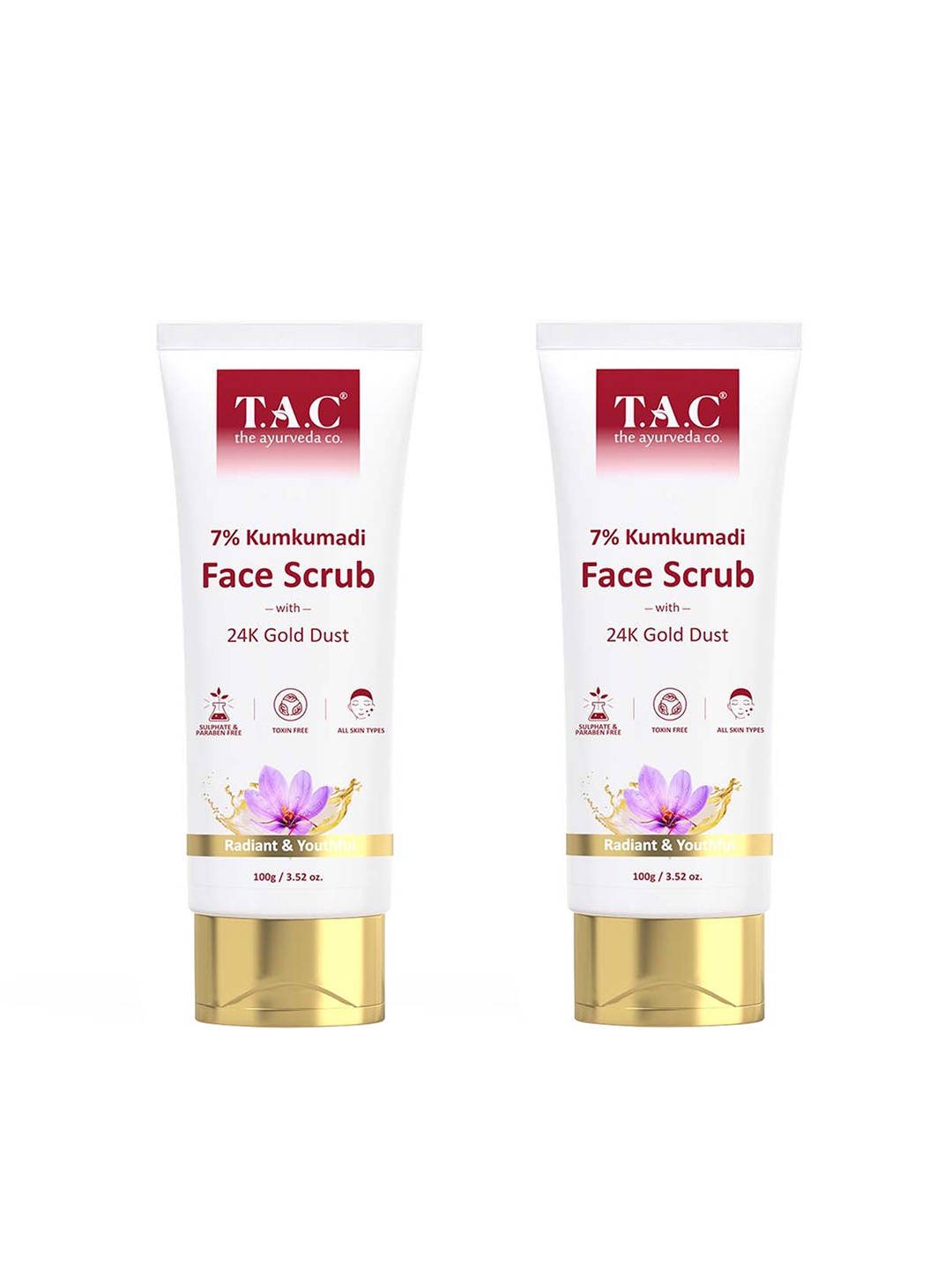 

TAC - The Ayurveda Co. Set of 2 7% Kumkumadi Exfoliating Face Scrub -100g each, White