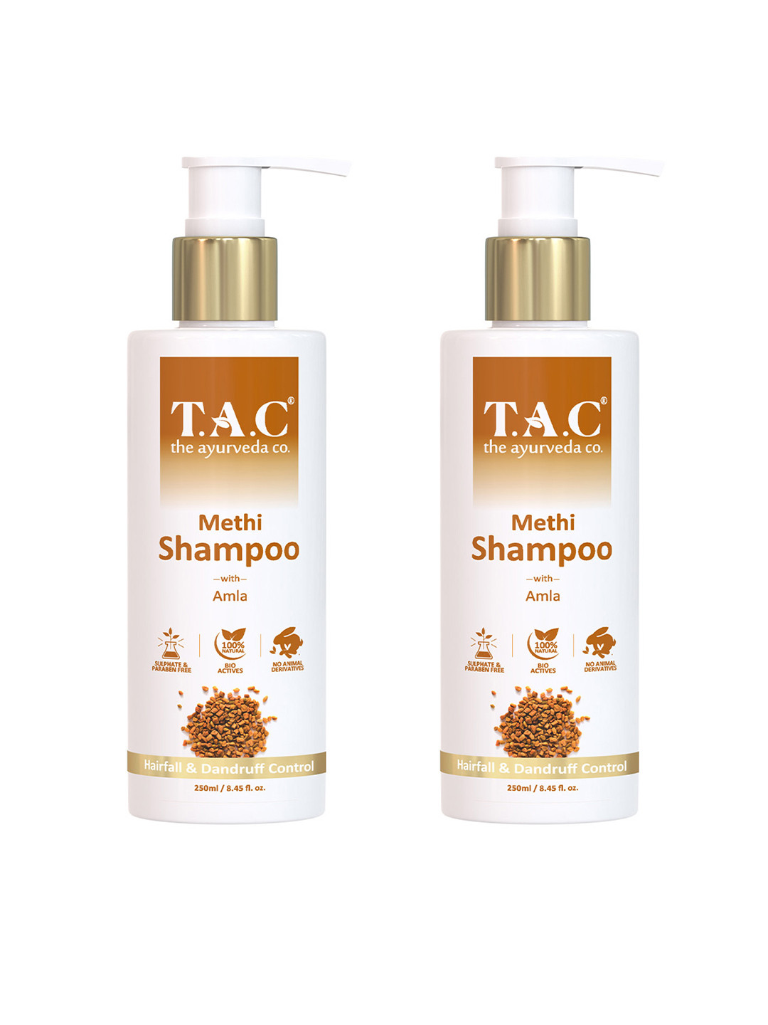 

TAC - The Ayurveda Co. Set of 2 Methi & Bhringraj Anti Dandruff Shampoo - 250 ml Each, White