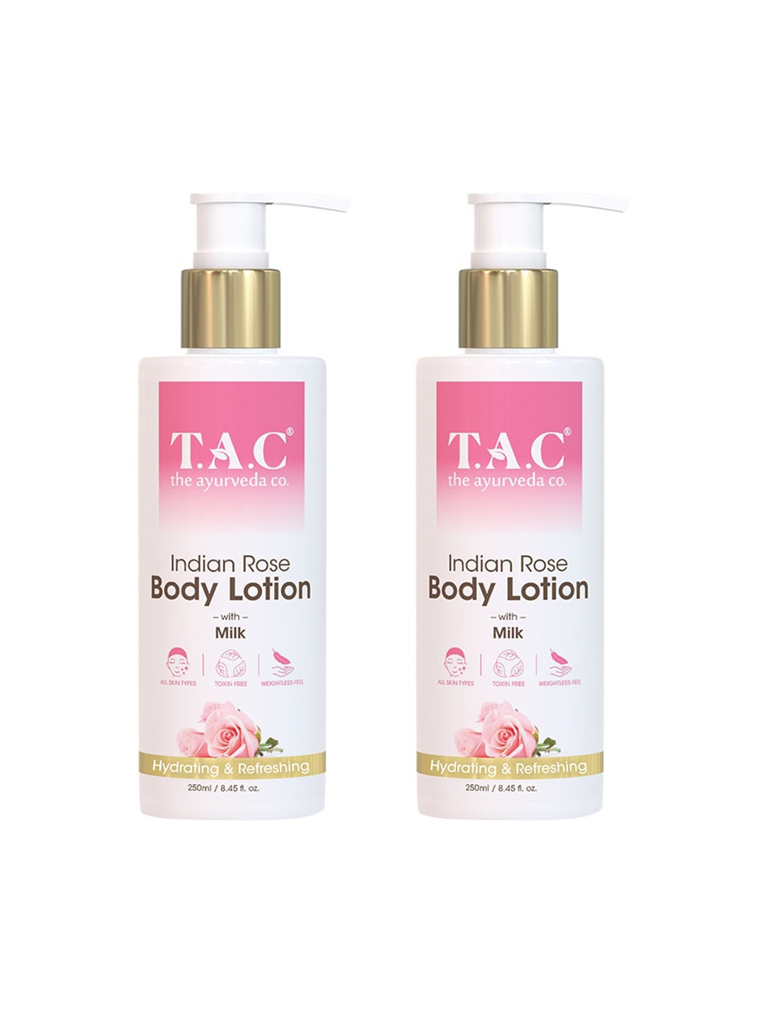 

TAC - The Ayurveda Co. Set of 2 Indian Rose Body Lotion with Milk -250ml Each, White
