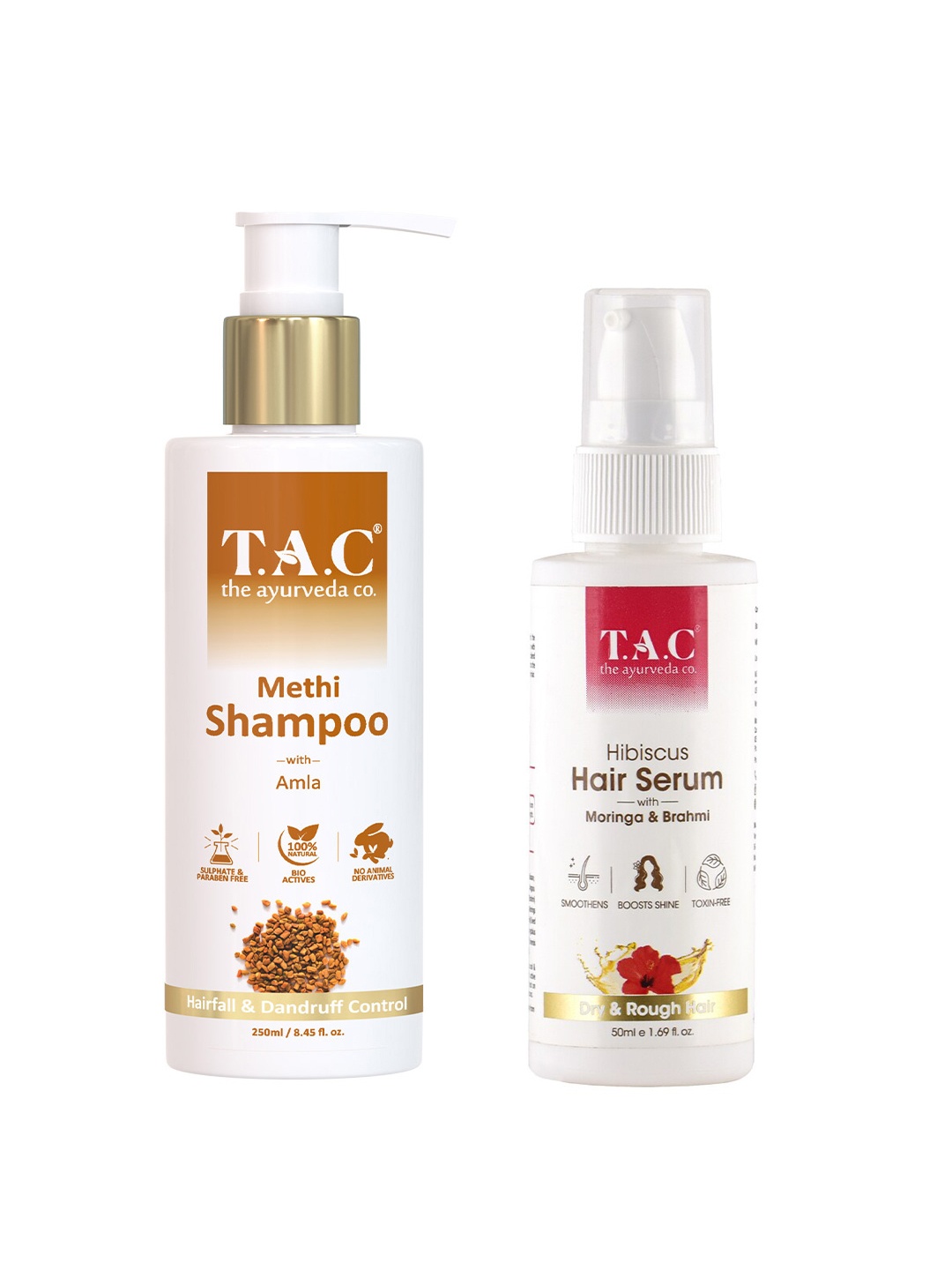 

TAC - The Ayurveda Co. Set of Anti Dandruff Shampoo - 250 ml & Hair Serum - 50 ml, Peach