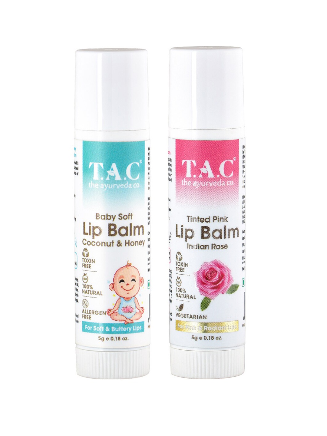 

TAC - The Ayurveda Co. Set of Baby Soft & Tinted Pink Lip Balm - 5 g each