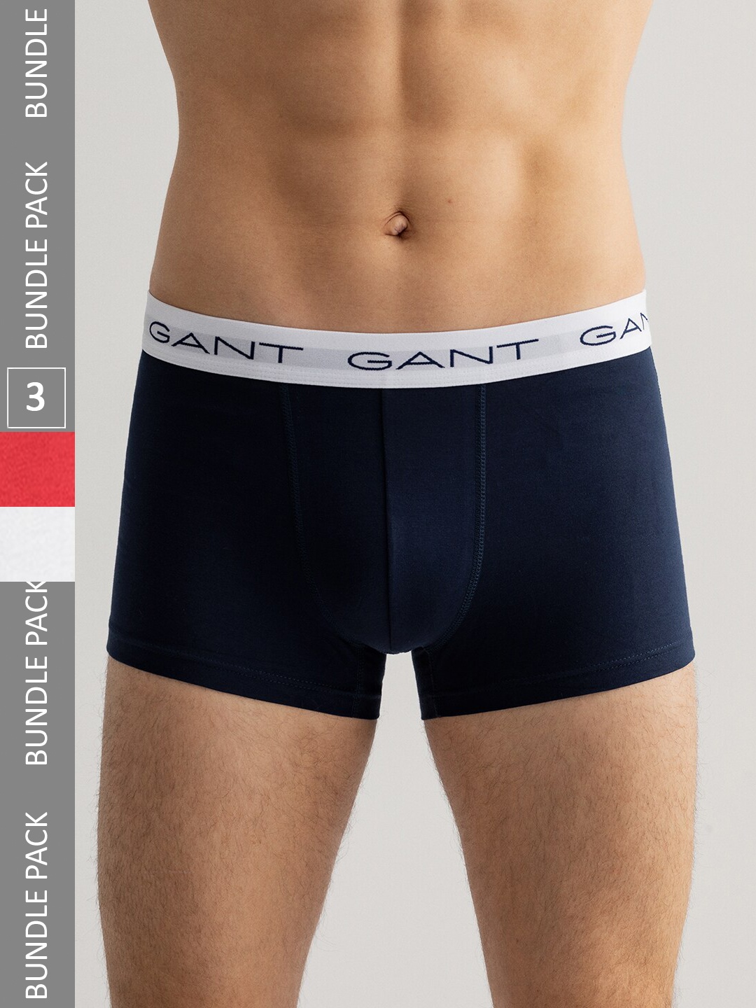 

GANT Men Pack Of 3 Mid-Rise Trunks 8905241186815, Blue