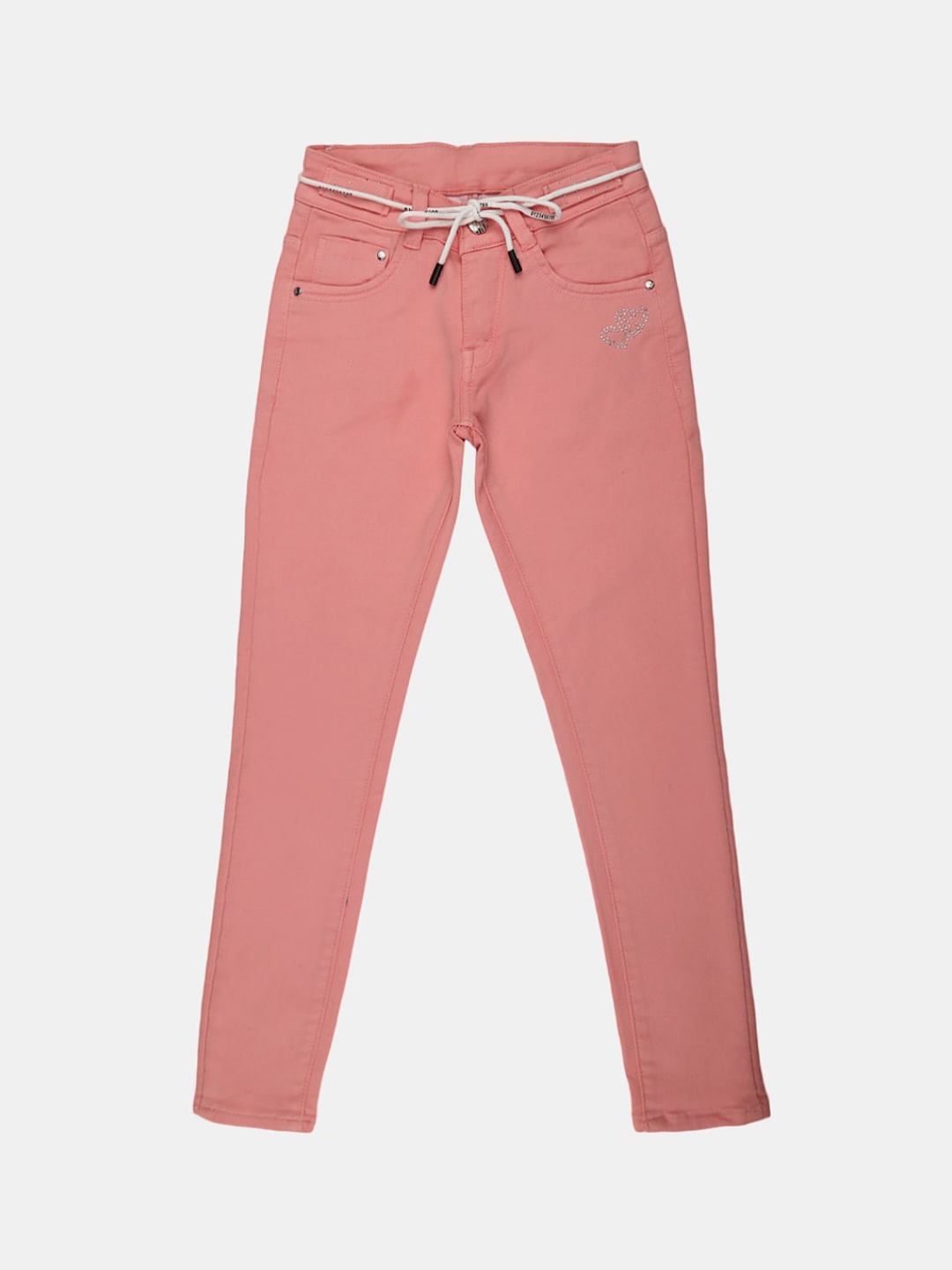 

V-Mart Girls Classic Slim Fit Cotton Jeans, Pink