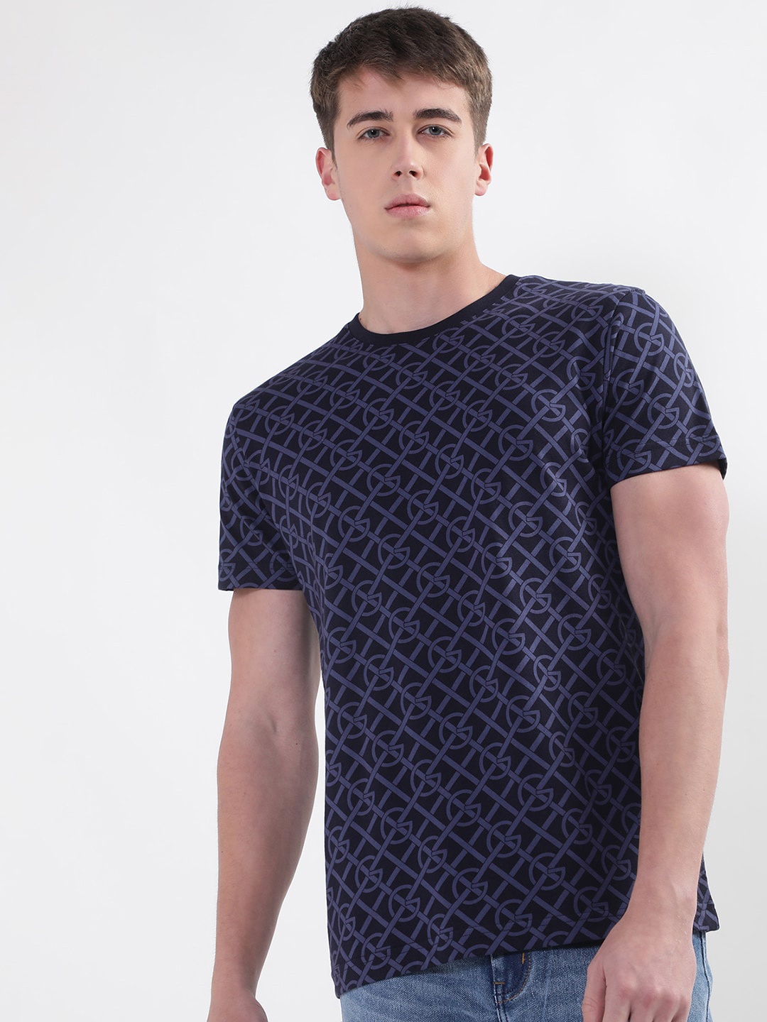 

GANT Men Printed Cotton T-Shirt, Blue