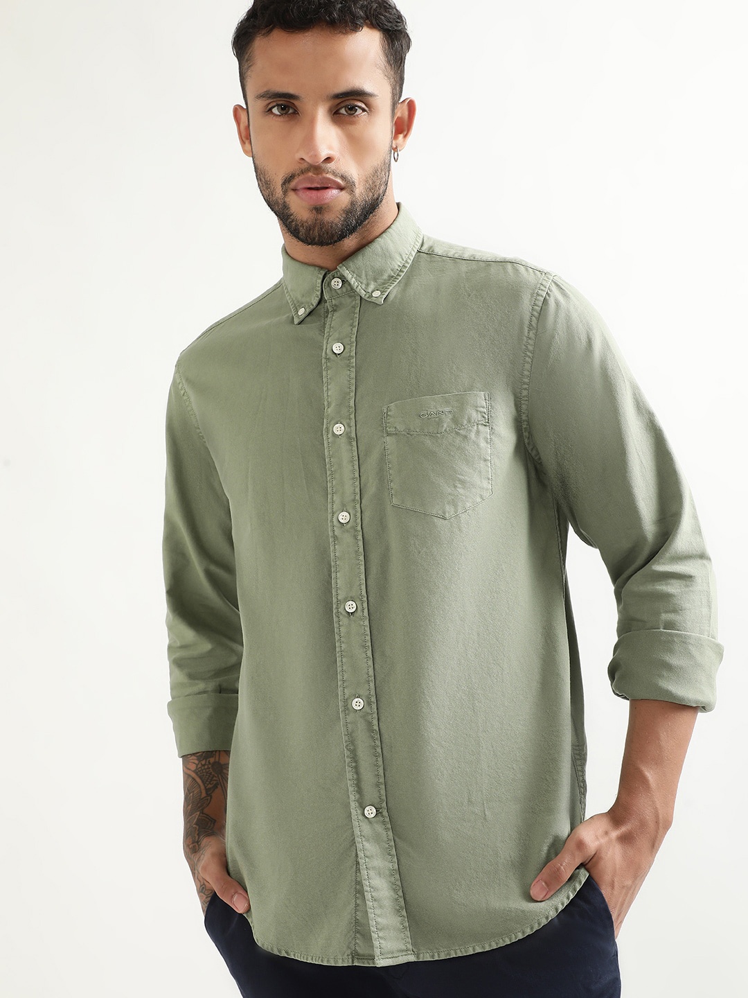 

GANT Men Oxford Cotton Casual Shirt, Green
