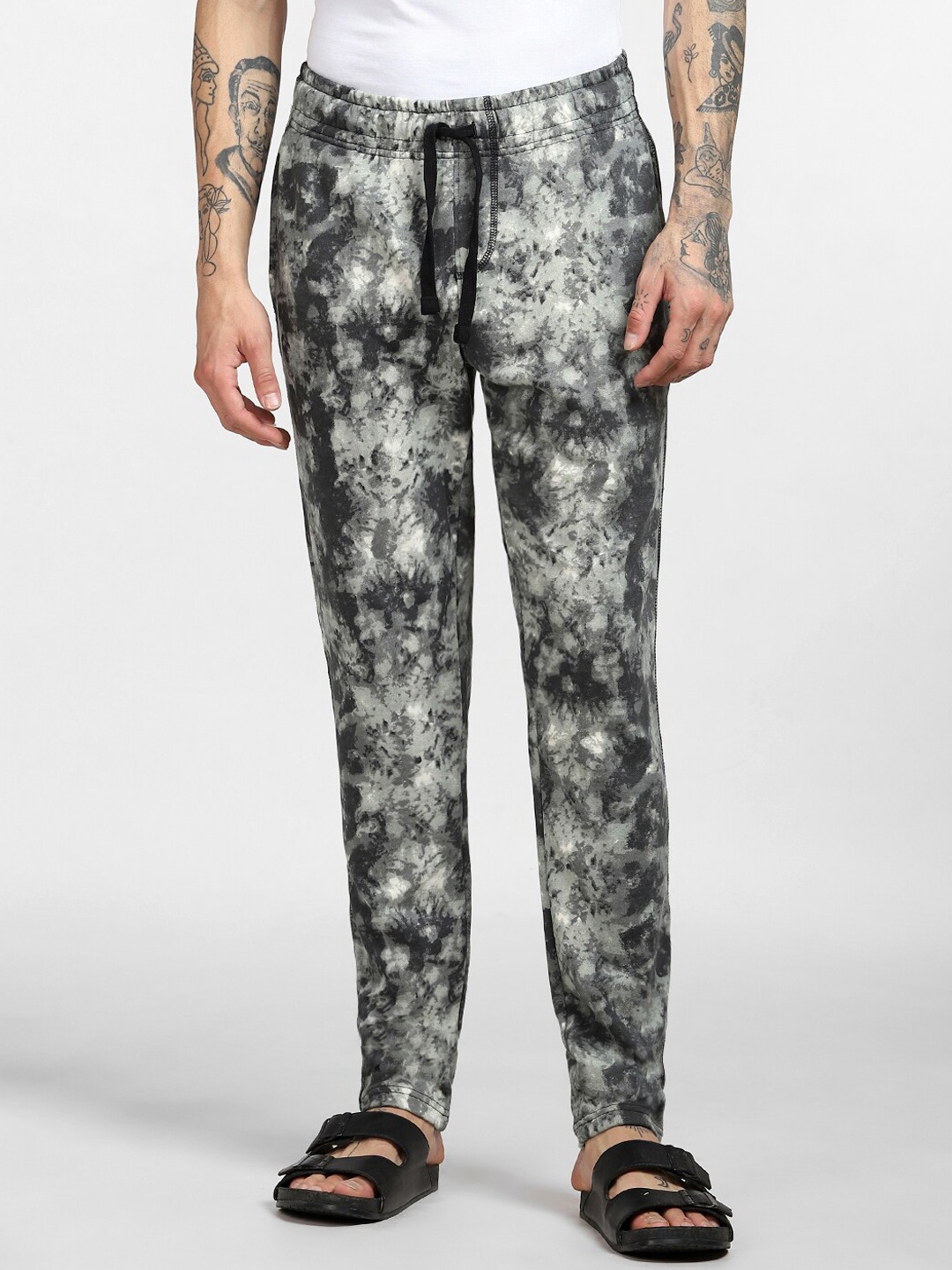 

Jack & Jones Men Tie and Dye Printed Regular Fit Track Pants, Grey