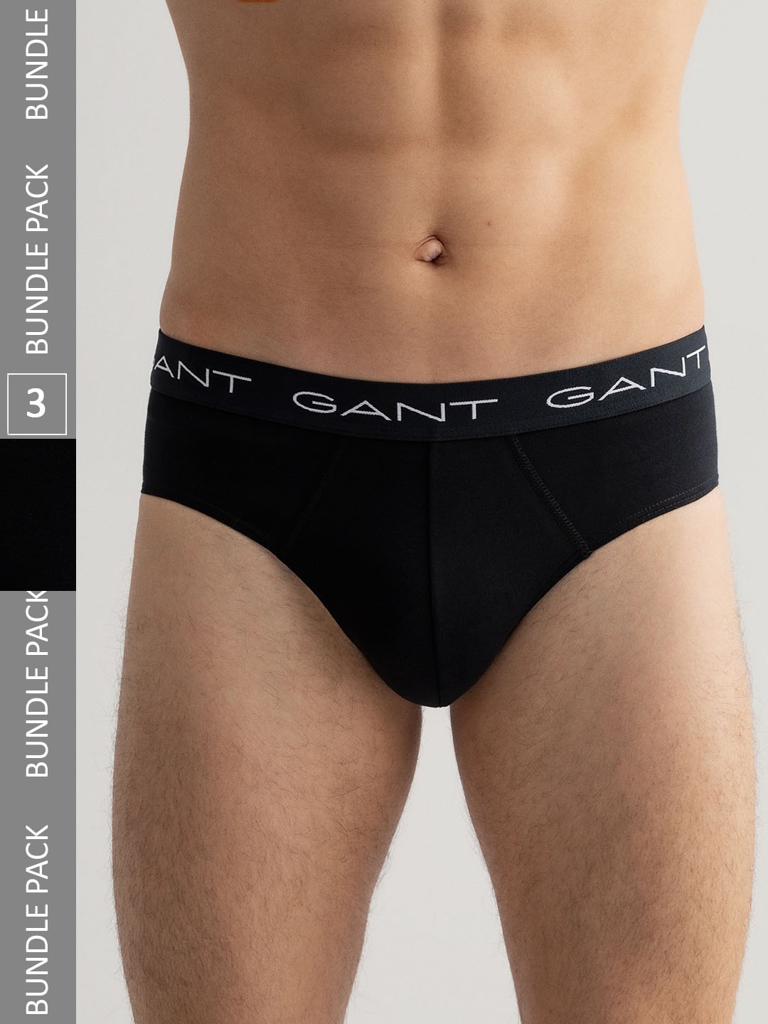 

GANT Men Pack Of 3 Mid-Rise Basic Briefs, Black