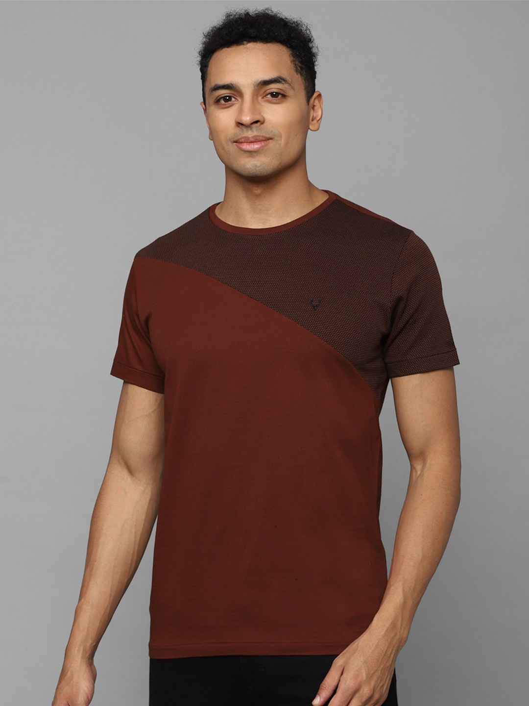

Allen Solly Colourblocked Pure cotton T-Shirt, Maroon