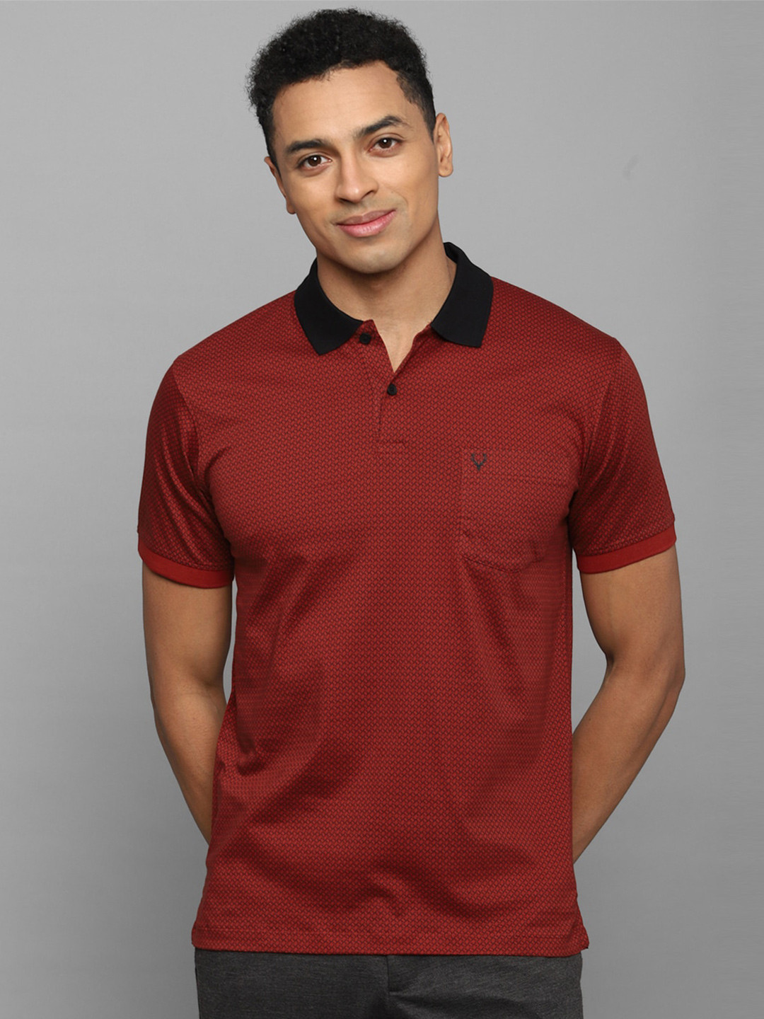 

Allen Solly Geometric Printed Polo Collar Pure Cotton T-shirt, Maroon