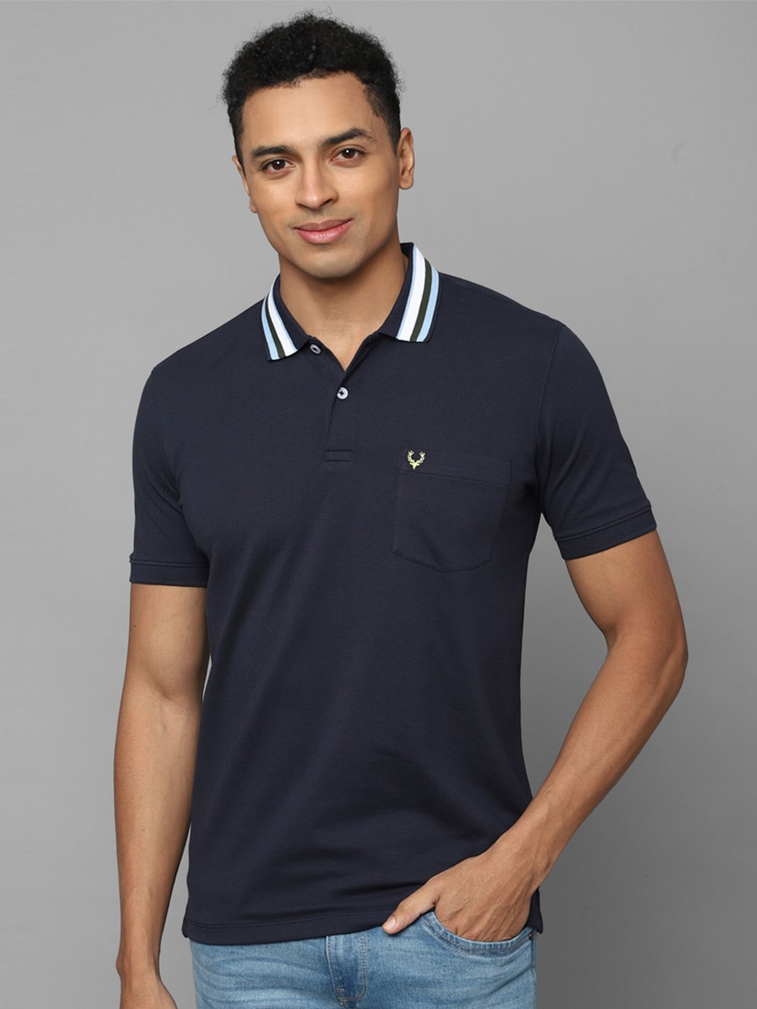 

Allen Solly Polo Collar Cotton T-shirt, Navy blue