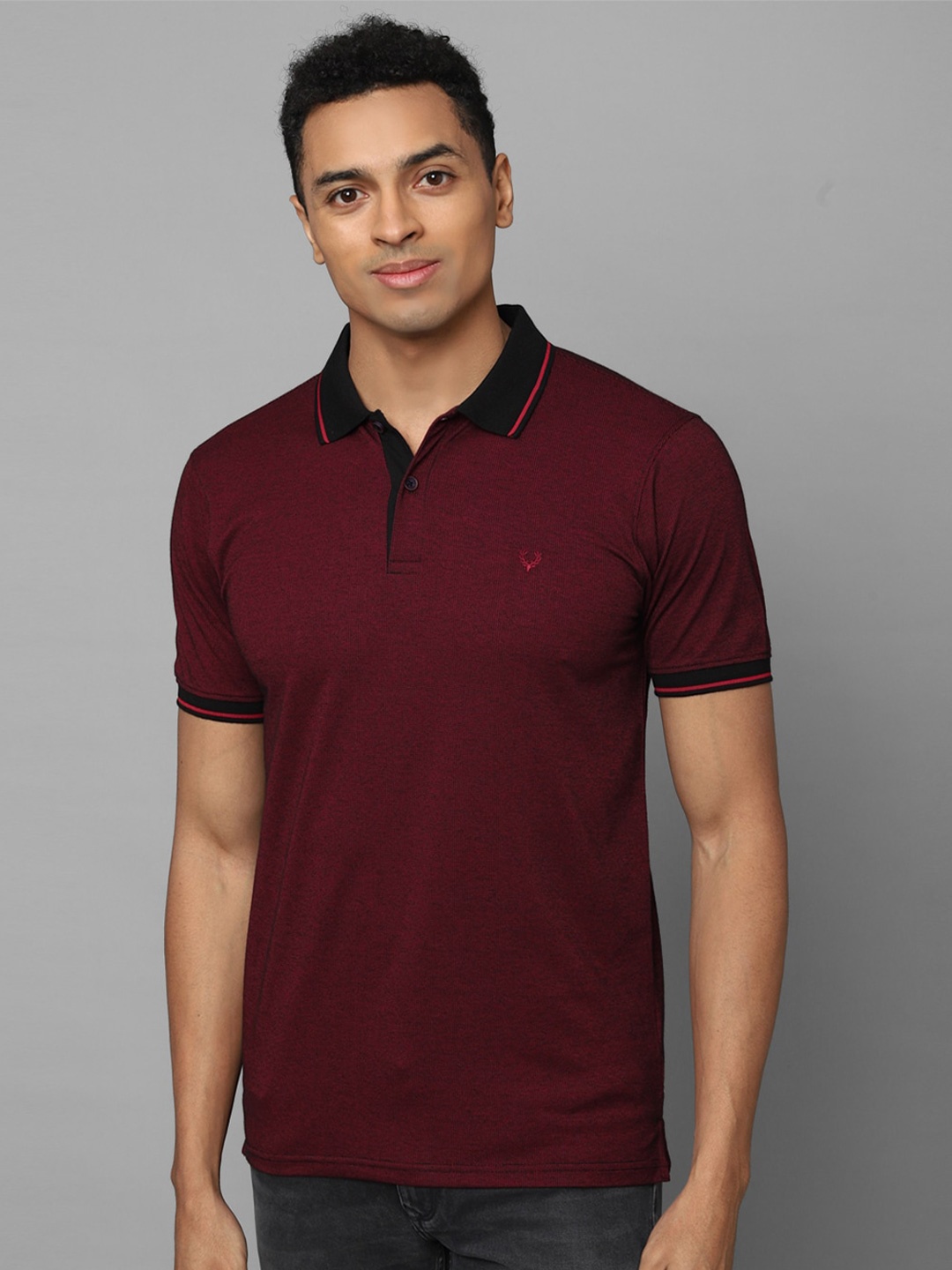 

Allen Solly Polo Collar Pure Cotton Slim Fit T-shirt, Maroon