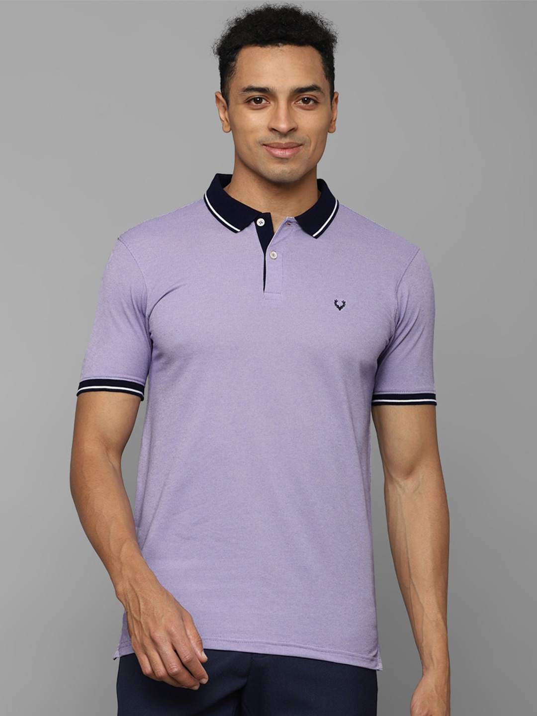

Allen Solly Polo Collar Self Design Short Sleeves T-shirt, Purple