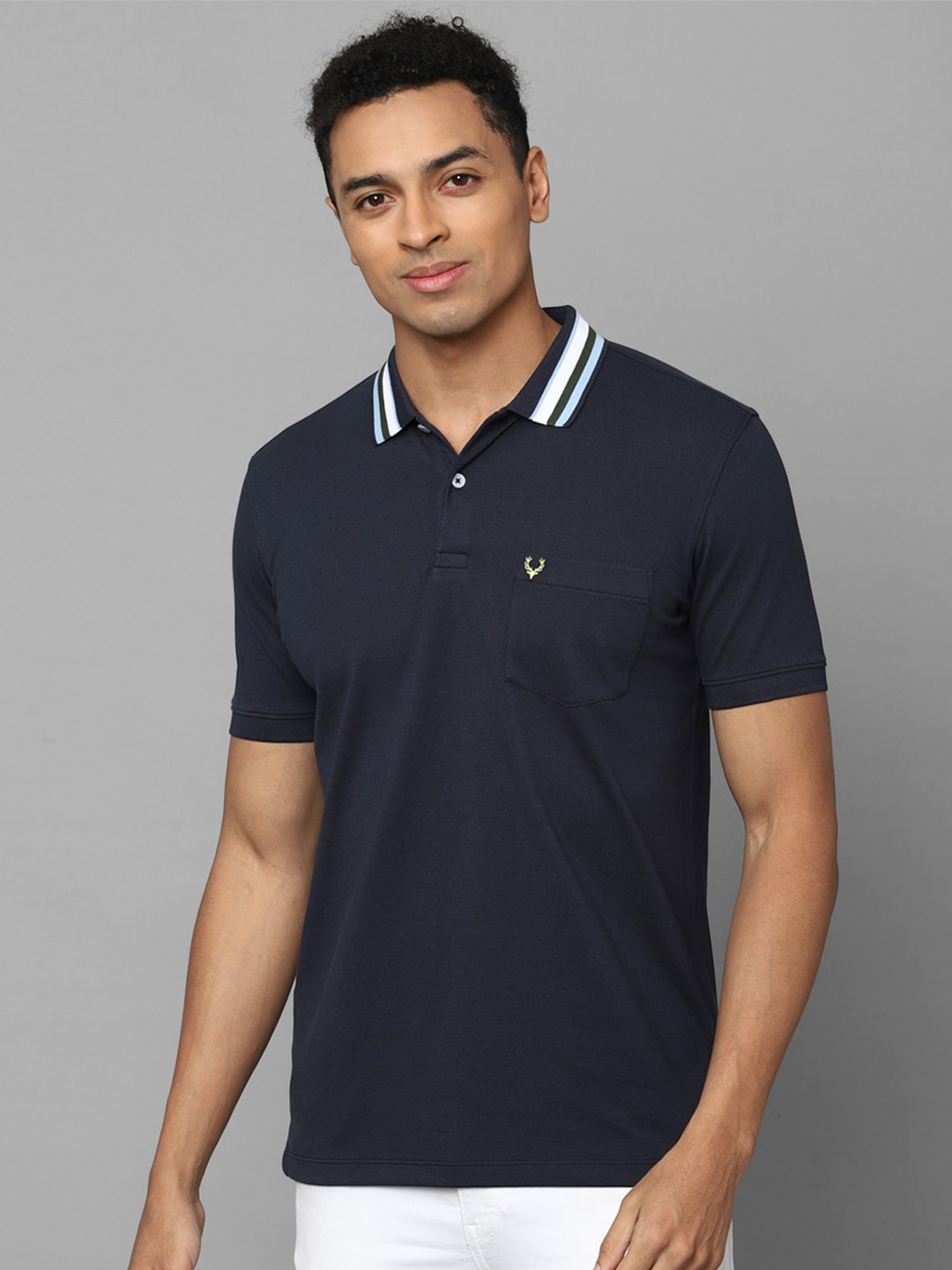 

Allen Solly Polo Collar Pure Cotton T-shirt, Navy blue