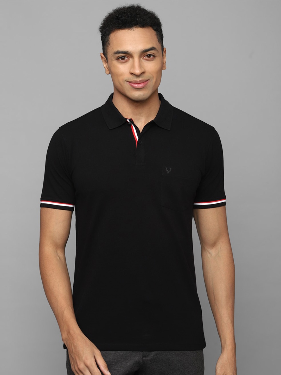 

Allen Solly Polo Collar Contrast Trim Pure Cotton T-shirt, Black