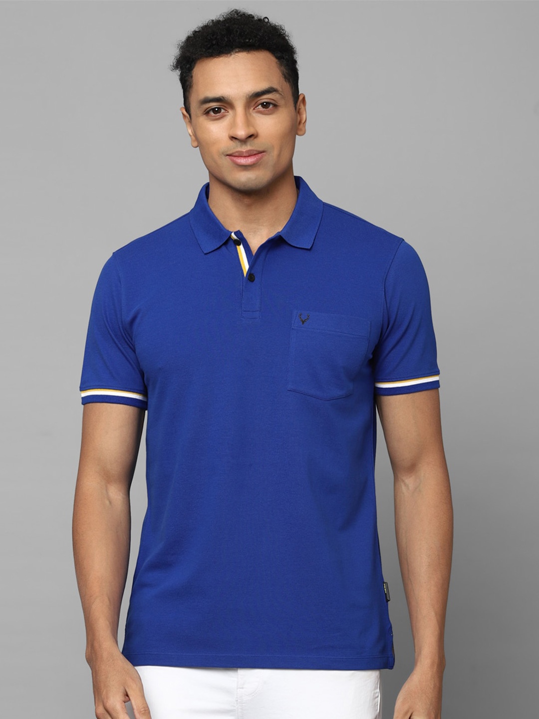 

Allen Solly Polo Collar Contrast Trim Pure Cotton T-shirt, Blue