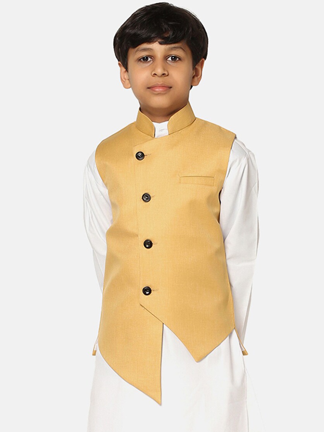 

TAHVO Boys Moisture Absorbent Angrakha Nehru Jacket, Mustard