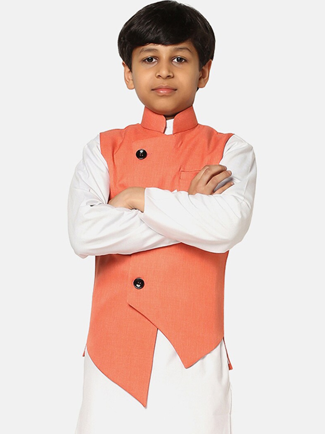 

TAHVO Boys Moisture Absorbent Angrakha Nehru Jacket, Peach