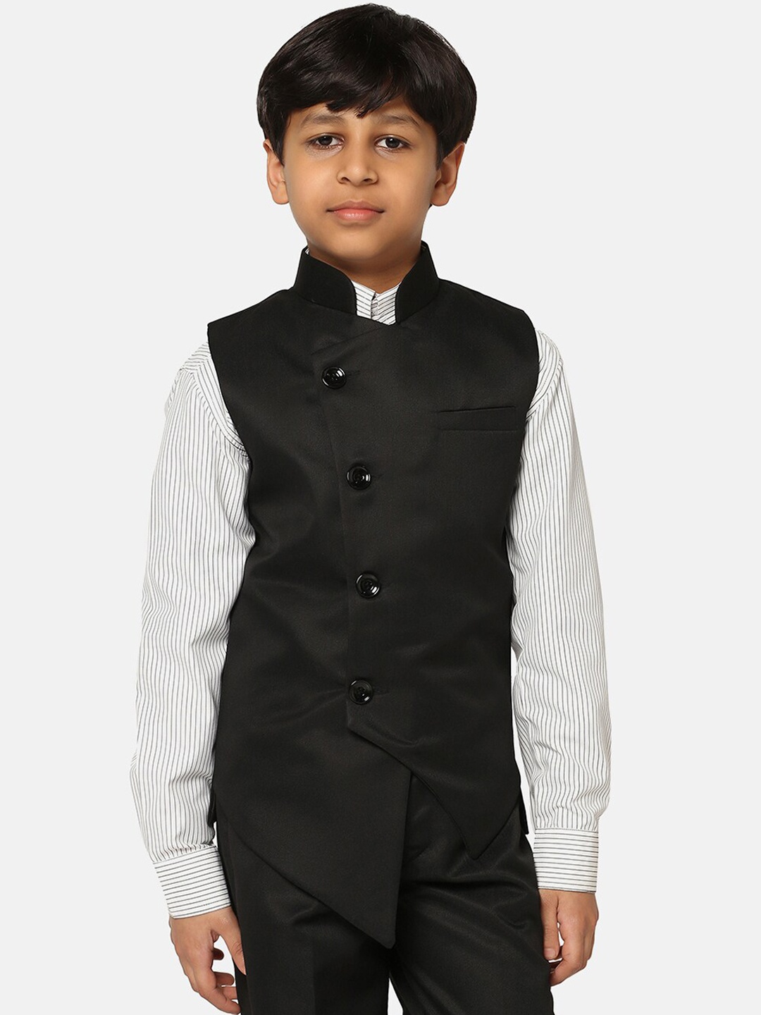 

TAHVO Boys Moisture Absorbent Angrakha Nehru Jacket, Black