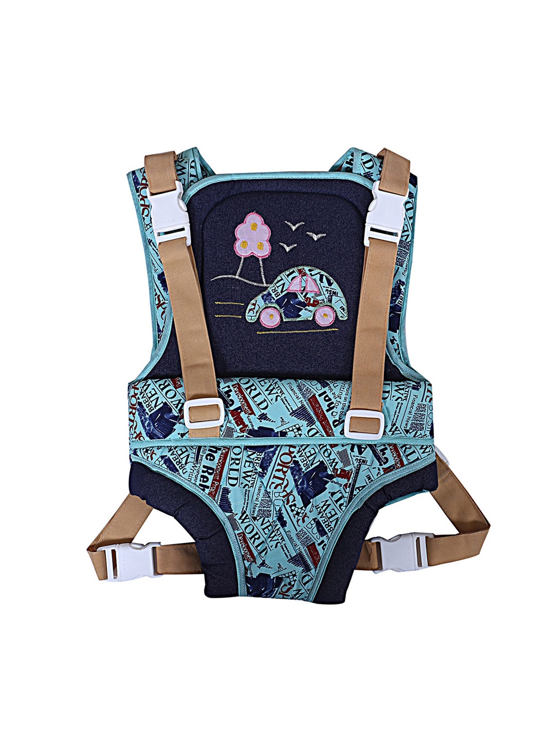 

Kuber Industries Infant Alphabet Printed Adjustable Baby Carrier Bag, Blue