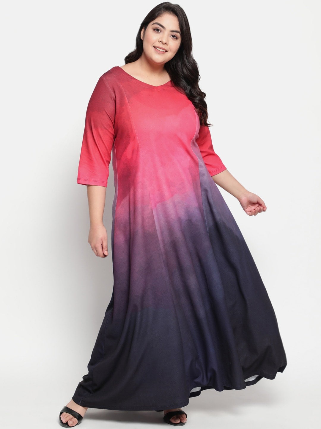 

Amydus Plus Size Tie and Dye Dyed Maxi Dress, Pink