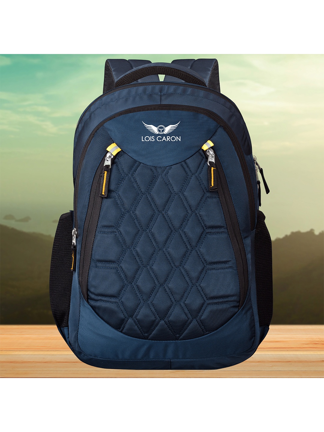 

LOIS CARON Unisex Blue & Black Backpack, Navy blue
