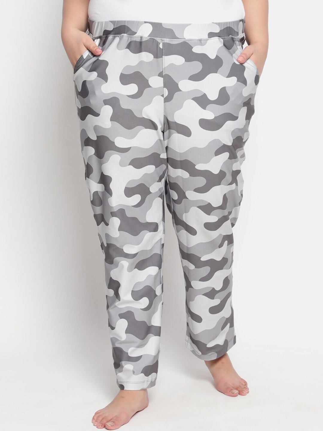 

Amydus Women Plus Size Camouflage Printed High-Rise Slip-On Lounge Pants, Grey