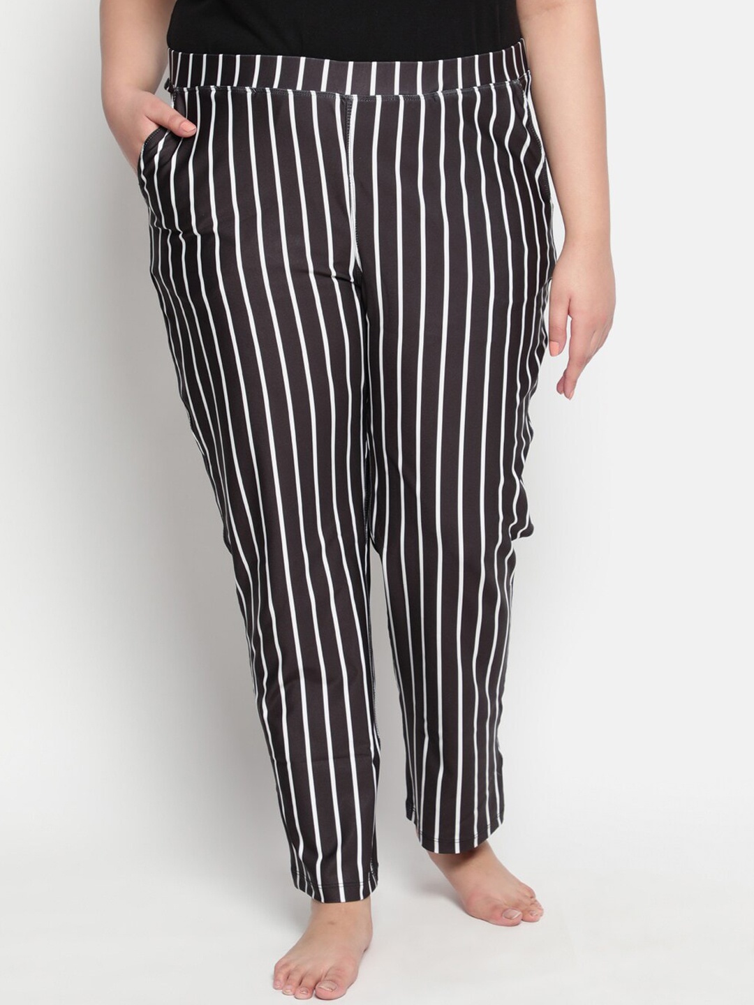 

Amydus Women Plus Size Striped Quick Dry Lounge Pants, Black