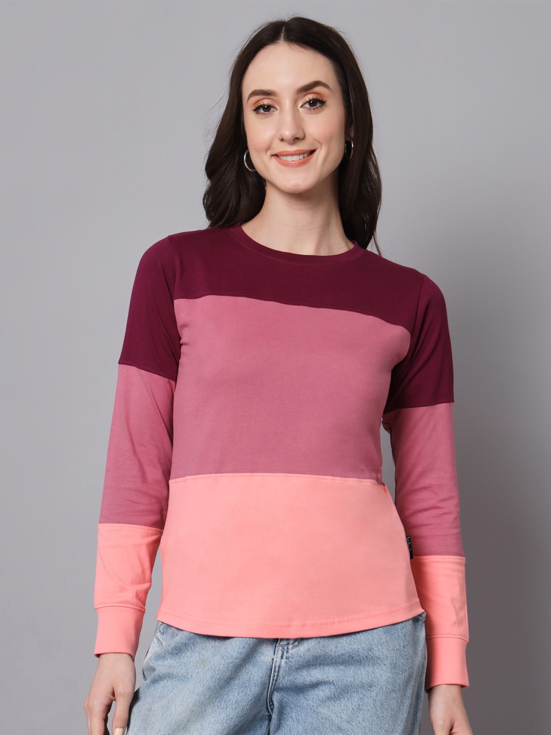 

The Dry State Colourblocked Round Neck Cotton T-shirt, Pink