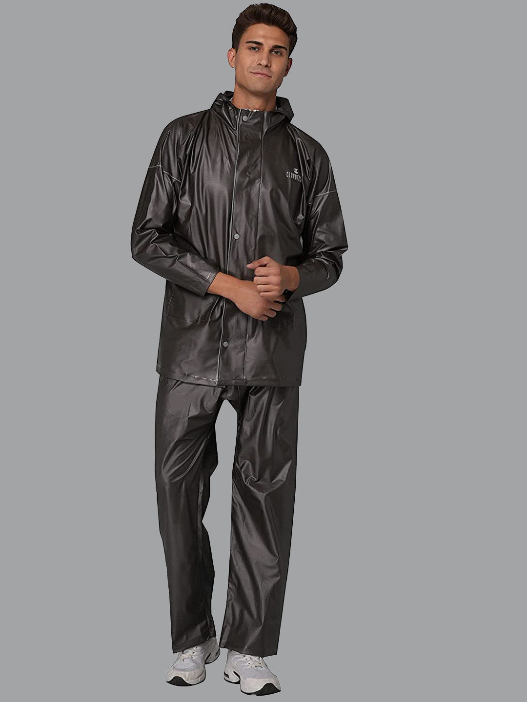 

THE CLOWNFISH Men Brand Logo Printed Waterproof Rain Suit, Brown
