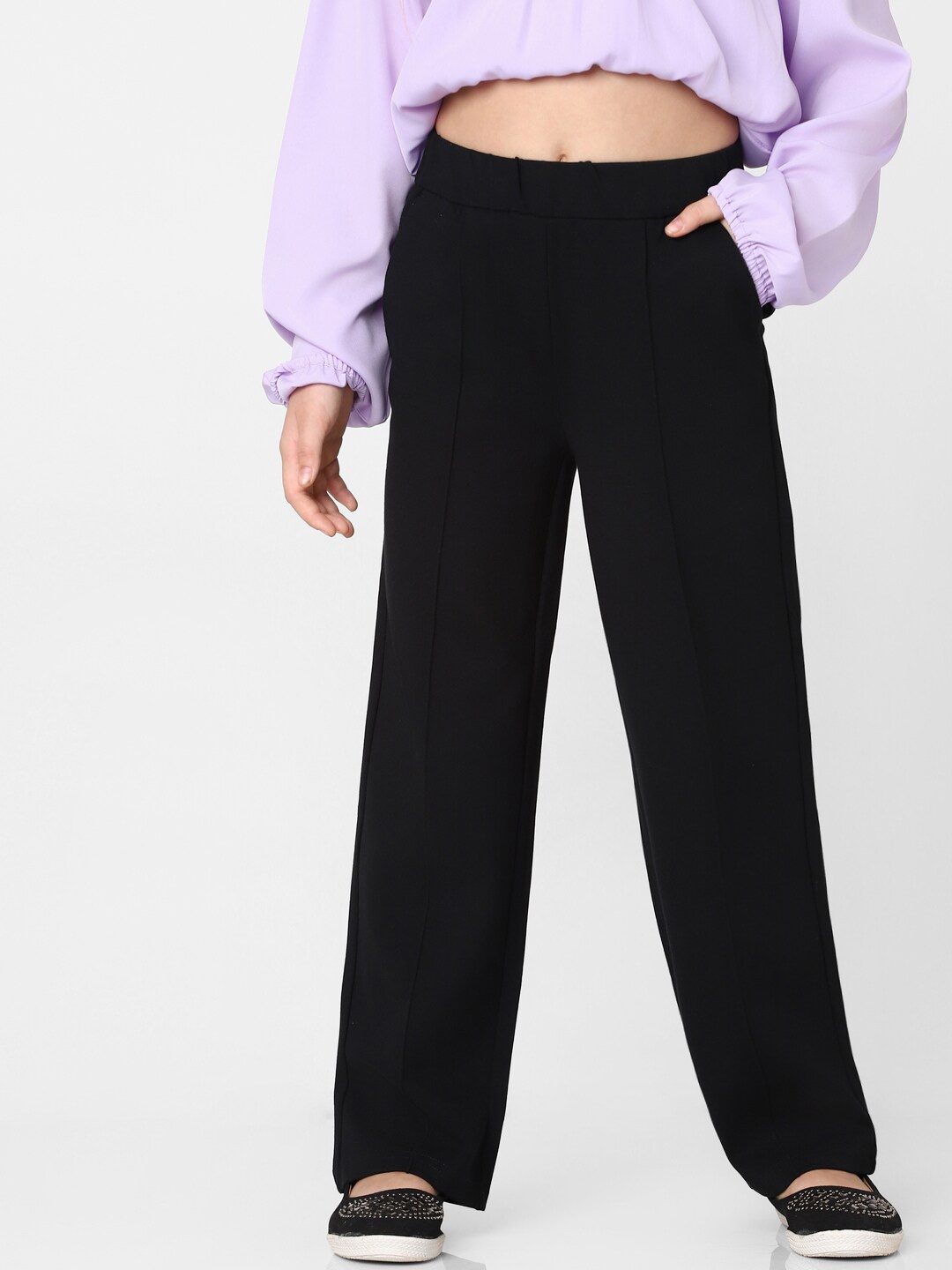 

KIDS ONLY Girls Straight Fit Pleated Parallel Trouser, Black