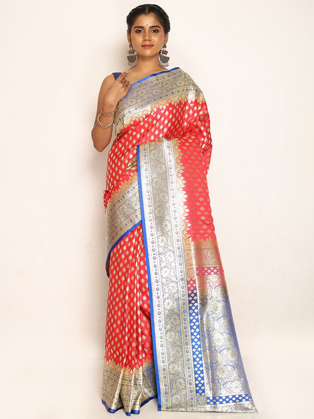 

AllSilks Ethnic Motif Woven Design Zari Pure Silk Banarasi Saree, Pink