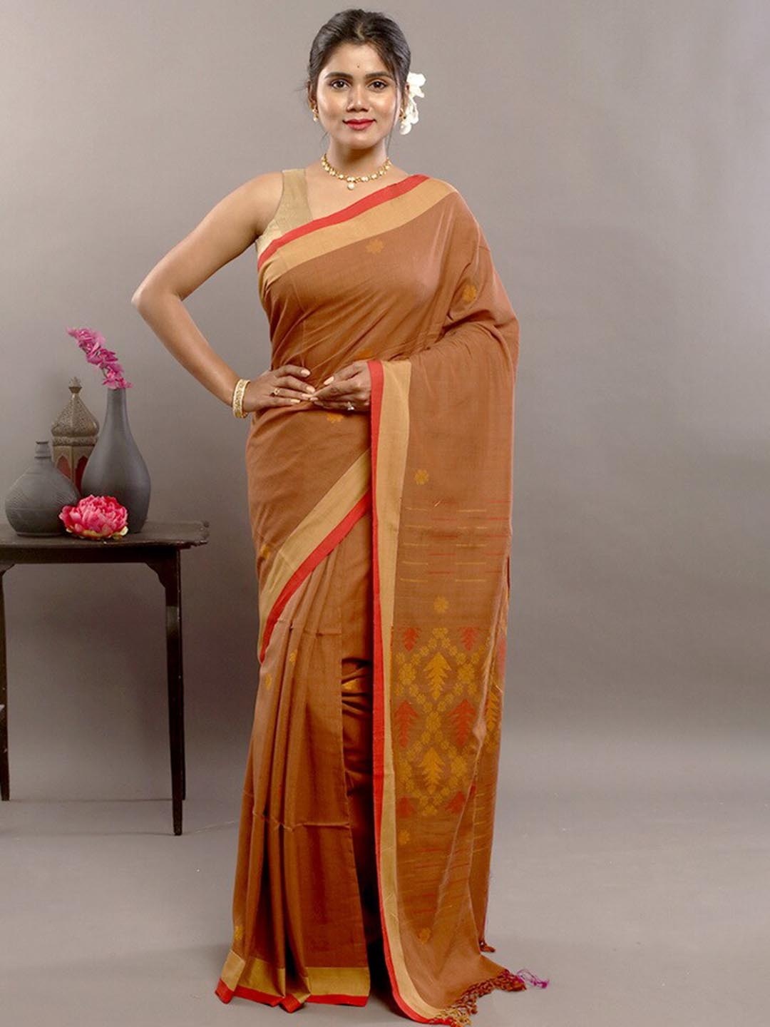 

AllSilks Ethnic Motif Woven Design Zari Pure Silk Saree, Brown