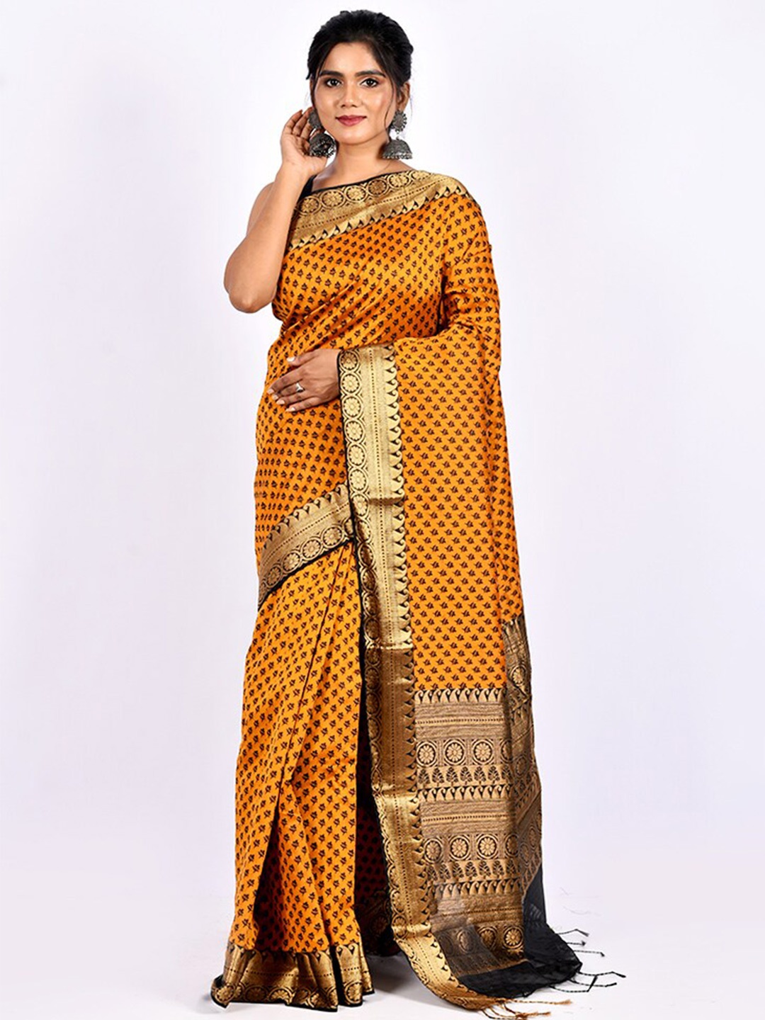 

AllSilks Ethnic Woven Design Zari Pure Silk Saree, Yellow