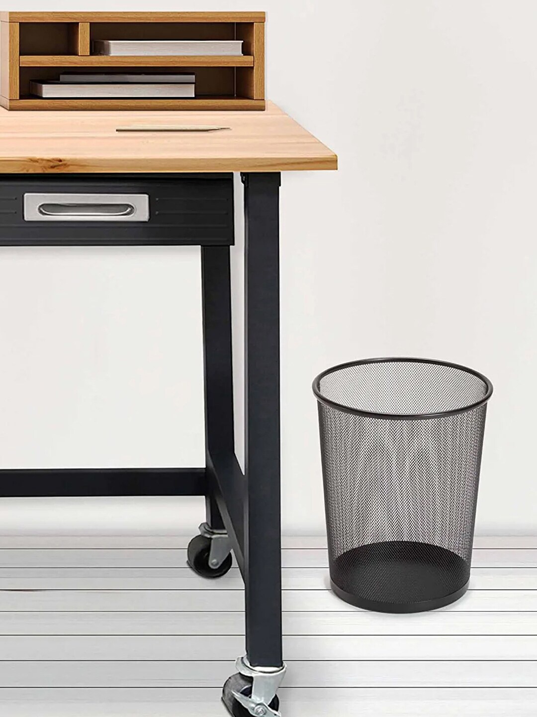 

Kuber Industries 3-Pcs Black Metal Mesh Dustbins - 10 L Each