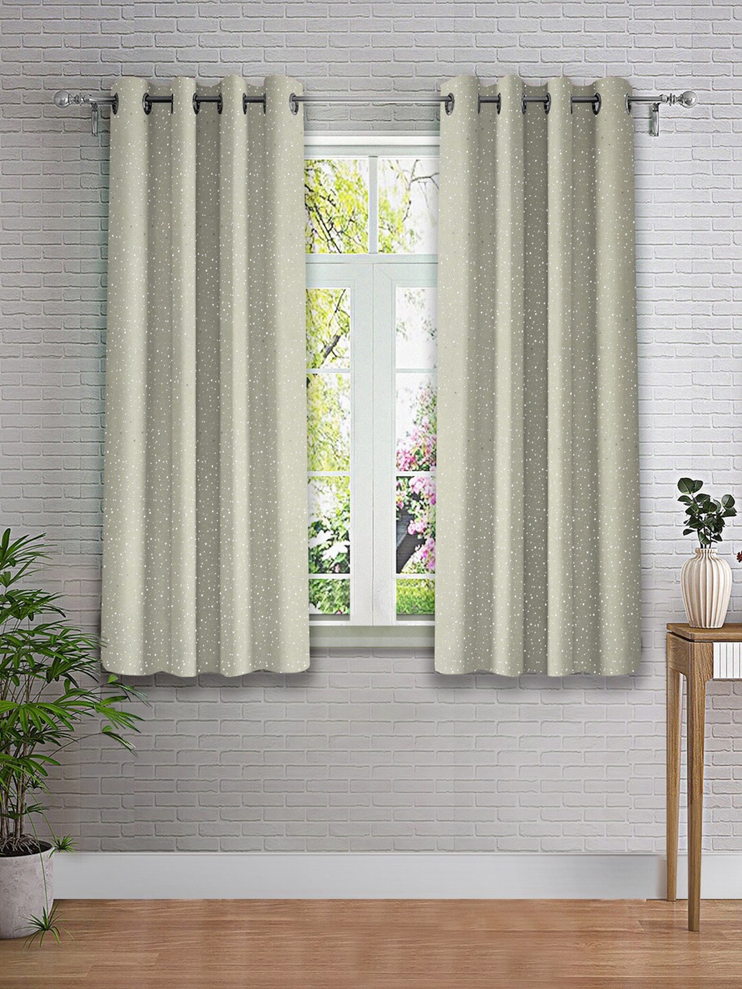 

Cortina Grey 2 Pieces Abstract Printed Window Curtains