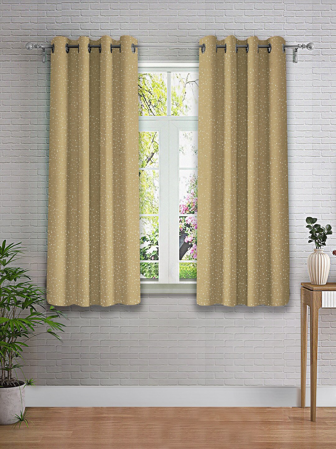 

Cortina Beige & Silver-Toned 2 Pieces Abstract Printed Window Curtain