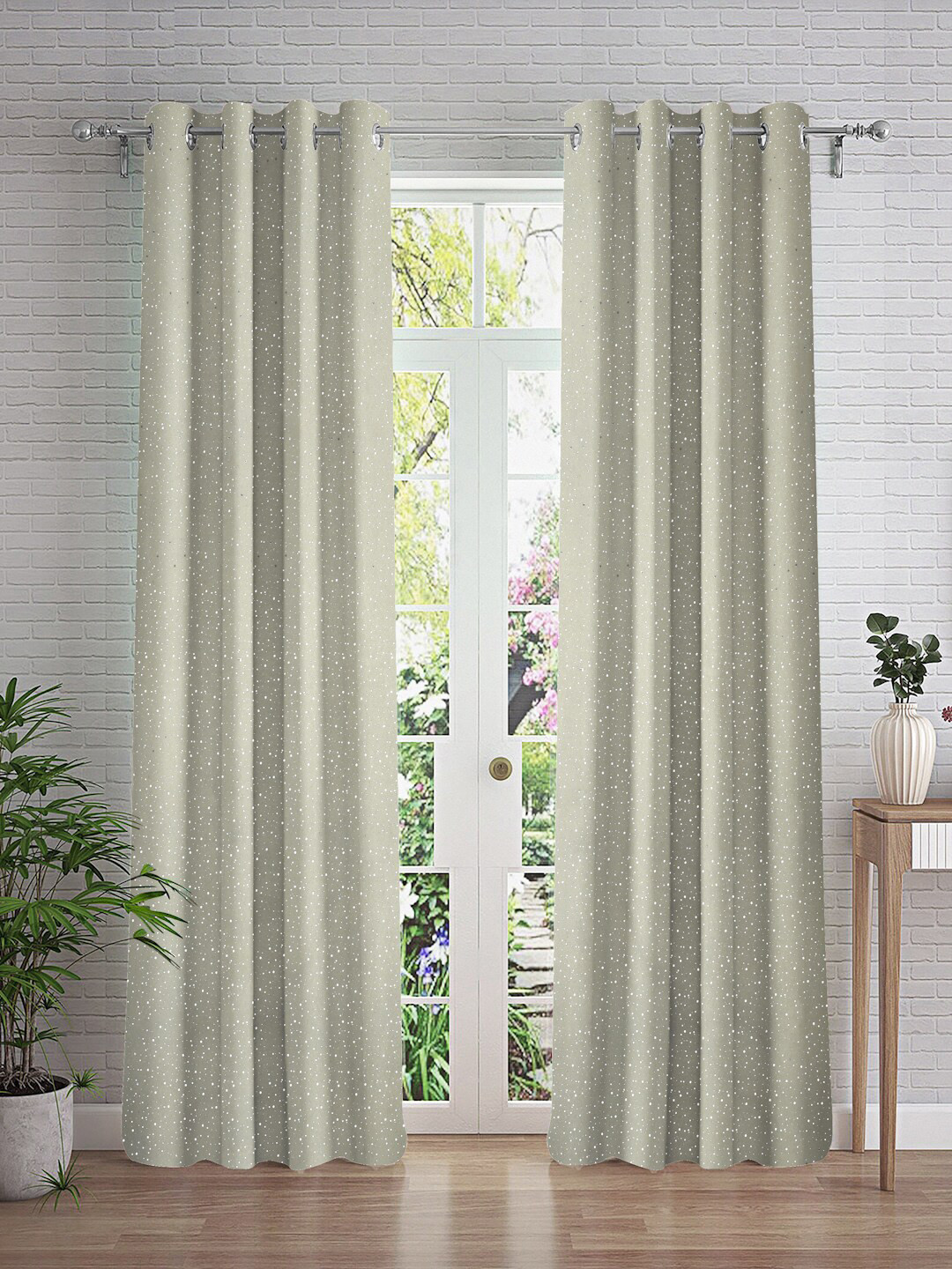 

Cortina Grey & Silver-Toned 2 Pieces Abstract Printed Long Door Curtain