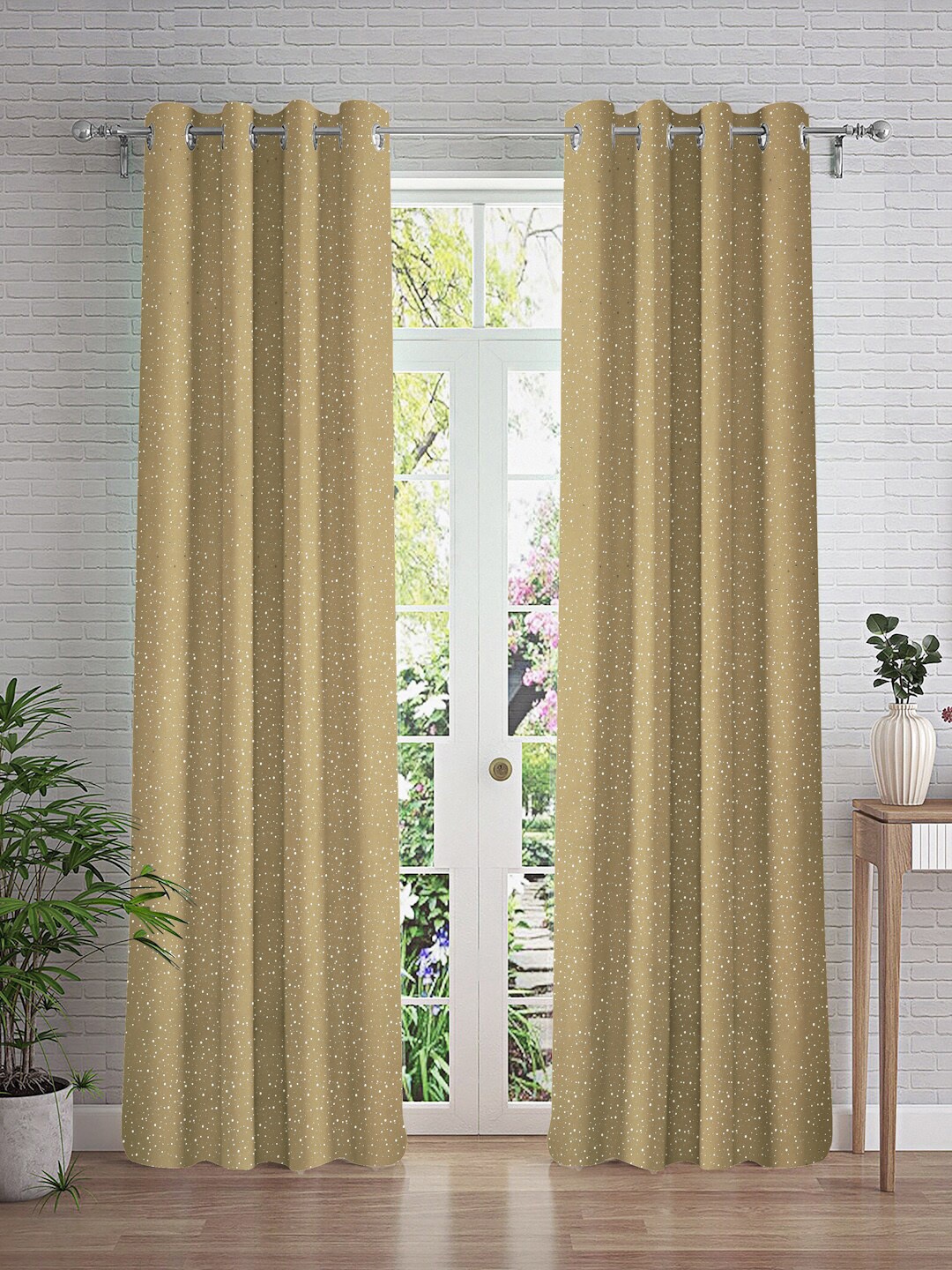 Cortina Taupe & Silver-Toned 2 Pieces Abstract Printed Door Curtain