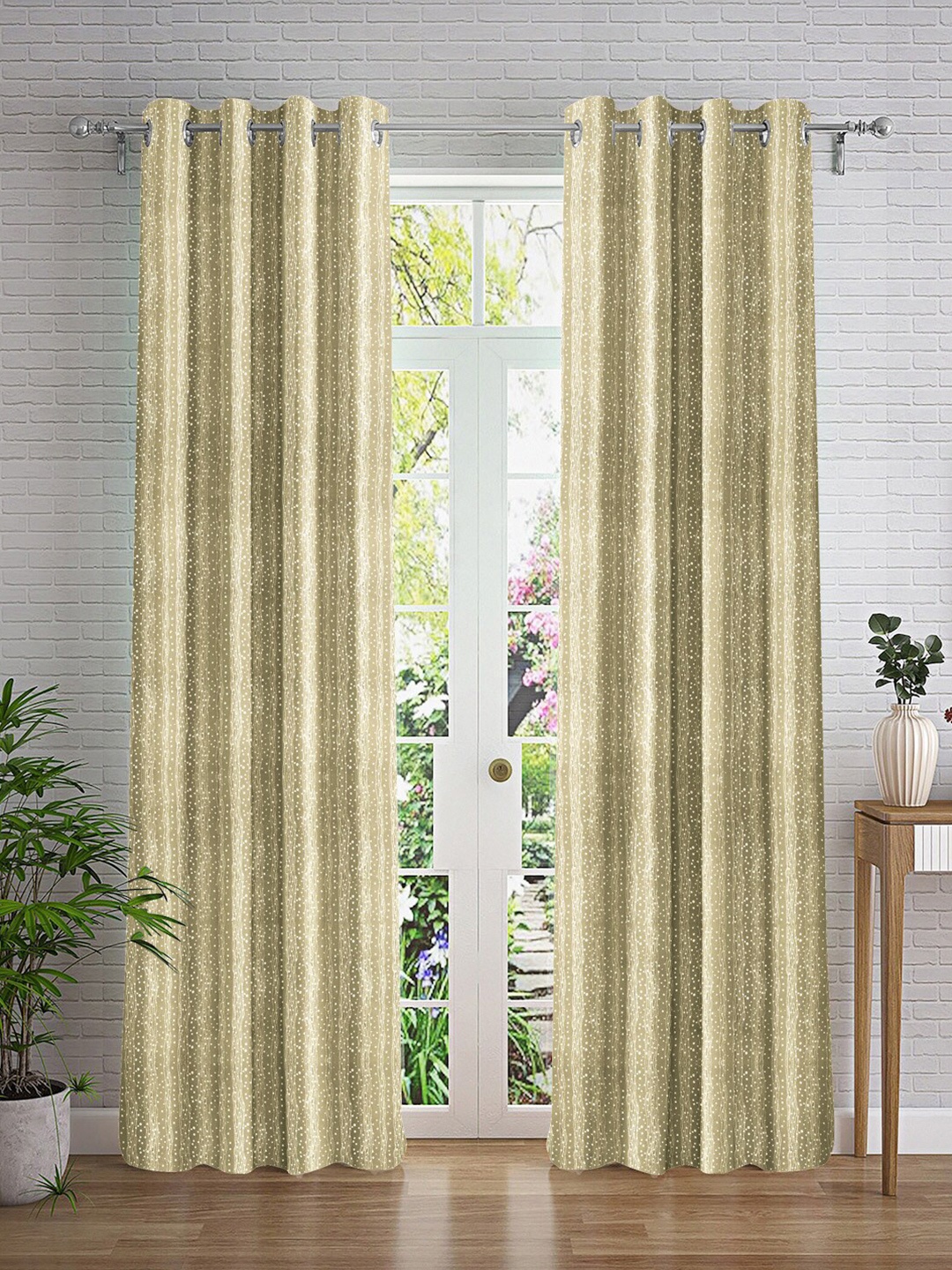 

Cortina Beige & Silver-Toned 2 Pieces Embellished Long Door Curtain