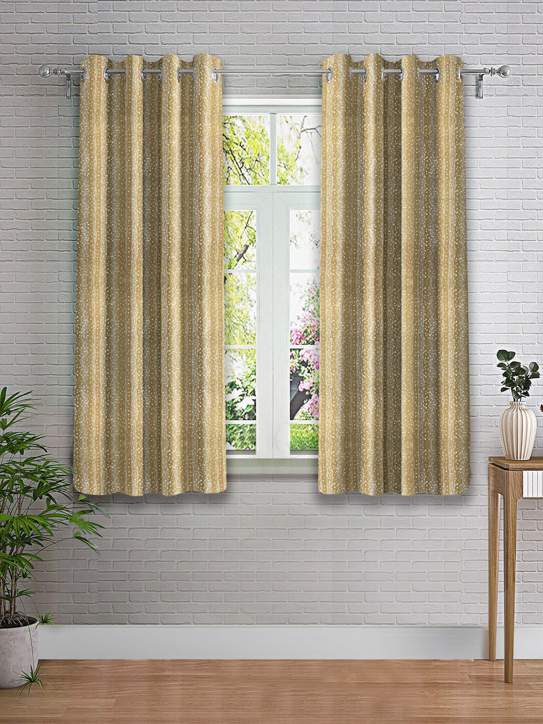 

Cortina Beige & White 2 Pieces Abstarct Printed Window Curtain