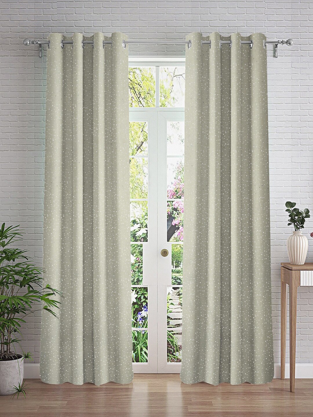

Cortina Grey & Silver-Toned 2 Pieces Embellished Door Curtain